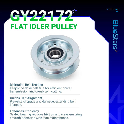 GY22172 Idler Pulley 2 Pack 3-5/8 Inch for John Deere L120 L130 42 48 Deck Replacement GY20067 GX20305 Lawn Tractor Parts