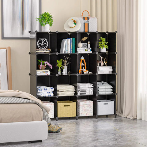 16 Cube Storage Organizer with cube shelves for closet and playroom, ideal for clothes, toys, books, and craft supplies