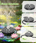 3.7W Solar Bird Bath Fountain Pump With 7.1 Inch Spray Height No Fuss Solar Powered Water Fountain For Garden Ponds Pool Fish Tanks Aquariums And Outdoor Use on bird bath surrounded by flowers and fixed brackets