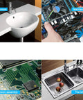 Endoscope Camera With 8 LED Lights Type C Borescope for inspecting sinks, circuit boards, plumbing, and kitchen applications.