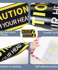 Two Pack Watch Your Head Sign Stickers Self Adhesive Frosted Vinyl Decals Easy Install Thick Durable Backing 3.9 Inch By 11.8 Inch Each Indoor Safety Warnings Clear Readability, frosted backing