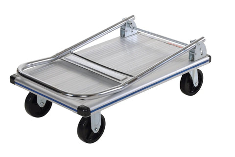 Aluminum Platform Cart With Polyurethane Casters Eighteen And A Half Inches By Thirty Inches 400 Lb Capacity Built Tough.
