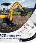 Two Pack 3 Way Hydraulic Diverter Valve Kit For 1 To 2 Ton Mini Excavators With 31 Inch Hoses Quick Connectors