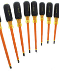 Pro Grade Insulated Screwdriver Set 9 Piece Orange Cushioned Grip Handles Slotted And Phillips Insulated Drivers For Electricians