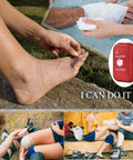 Using 163 Piece Waterproof First Aid Kit IFAK MOLLE System for foot care during outdoor activity.