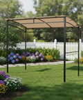 RipLock 350 Reinforced Replacement Canopy Top for Tangkula 7 Foot Grill Gazebo in beige, installed on garden structure.
