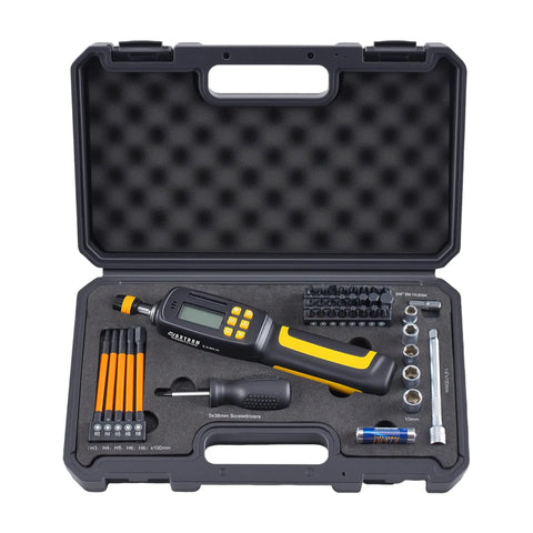 Workhorse Pro Grade Digital Torque Screwdriver With Backlit LCD, 1/4 Inch Quick Release Bit Holder, 2.6 To 70.8 In-Lb Range, 38-Piece Bit Set, ISO 6789 Certified, Two Percent Accuracy For Real World Tolerances in hard case