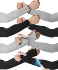 4 Pack Cut Resistant Arm Sleeves With Thumb Holes And Without, Thin Skin Protection, Black And Gray, Arm Guards For Men And Women