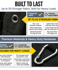 Close-up of Big XL Trunk Organizer With Four-Section Modular System highlighting strong fabric and hooks for heavy loads.