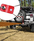 Off Road Recovery Snatch Block 4 Ton Winch Pulley With 8000 Lb Working Load For Truck SUV ATV UTV Hauling And Towing Compatible With Synthetic Rope And Steel Cable Up To 0.4 Inch, red with rope on Jeep recovery