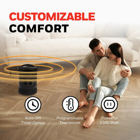 360 Degree All Around Heat Portable Space Heater With Adjustable Thermostat And Two Heat Settings For Small To Medium Rooms