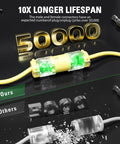 Lighted 20 Amp 125V Extension Cord End Replacement Plug With Green LED Power Indicator NEMA 5-20R Grounded Female Socket 2 Pole 3 Wire Straight Blade Plug UL Listed For Safe Heavy-Duty Electrical Connections, yellow cord