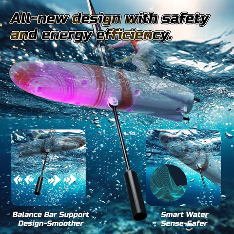 2 Pack Remote Control Sailboats For Kids 2.4GHz RC Boats With LED Lights underwater view showing design features