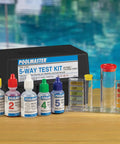 5-Way Liquid Reagent Pool Water Test Kit To Nail Your Chlorine Bromine Ph Acid Demand And Alkalinity Levels Every Single Time with solution bottles