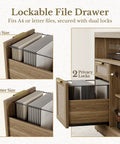 Lockable file drawer for A4 and letter-size files with dual privacy locks in natural oak finish.