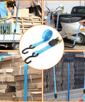 Beefy 1 Inch Tie Down Straps, 20 Foot Length With Hooks, 2200 Lbs Break Strength in use securing motorcycle and cargo