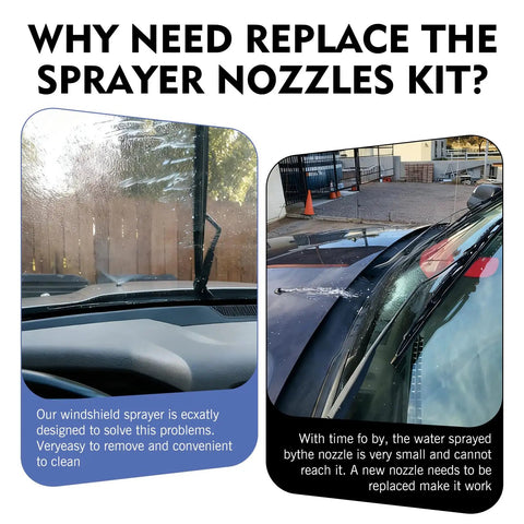 Pro Grade 22 Piece Windshield Washer Hose Assembly With Heavy Duty Fluid Lines And Durable Nozzles Plus Every Connector Needed To Keep Your Ride Spraying Clean Rain Or Shine, showcasing nozzle issues.