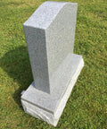 Granite Memorial Die And Base Set For Upright Cemetery Monument With Serpentine Top Polished Margin And Custom Engraving
