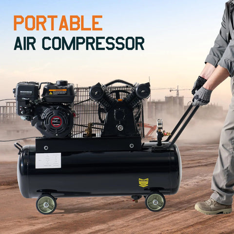 Albott 6.5HP Gas Air Compressor With 20 Gallon Portable Horizontal Tank, 115 PSI Max Pressure And Dual Air Outlets For Robust Performance And Extended Runtime On Any Job Site
