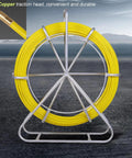 Heavy Duty Fiberglass Fish Tape 425 Ft 6MM Duct Rodder With Brake Electrical Cable Puller with copper tip and steel frame stand