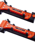 Two Amazon Basics emergency escape tools with orange body, window breaker and seatbelt cutter, in brackets.