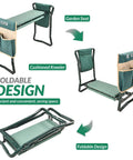 Portable Garden Kneeler And Seat With Heavy Duty Bench Two Large Tool Pouches in folded and open views