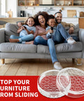 No Slip Furniture Pads 16 Pcs 1.6 Inch Round Rubber Caster Cups shown on a couch to prevent sliding on hardwood floors