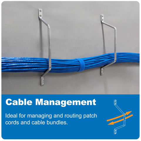 Five Inch Metal Cable D Ring Pack of Twenty Five for Horizontal and Vertical Wall Cable Organization installed on wall