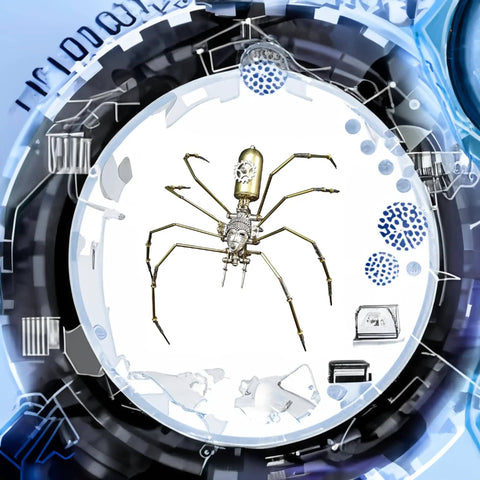 Metal Spider Model Kit For Adults With Brass Gears And Steampunk Flair A 3D Mechanical Insect Sculpture crafted from premium laser cut steel.