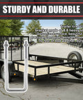 Heavy Duty U Bolt Spare Tire Carrier Bracket For Trailers with galvanized surface on a trailer parked outdoors