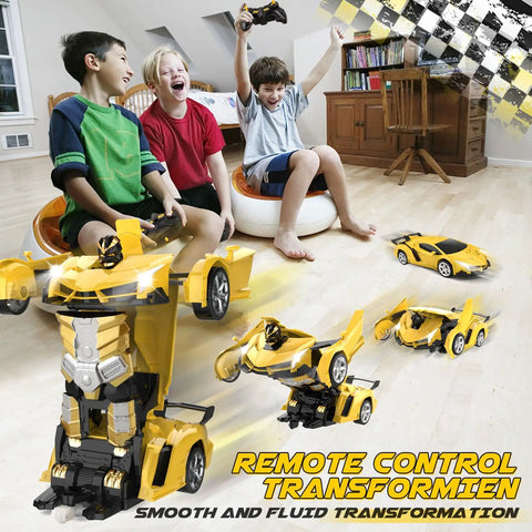 Transforming Remote Control Car For Kids 4 To 8, 2.4GHz RC Toy Car For Boys 4 To 7, Converts To Robot, kids playing indoors