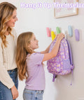 Gotta Love These Sweet Wall Hooks For Backpacks And Kids Rooms Six Pack Dreamy Rainbow Macaron Colors, kids using colorful hooks for backpacks.