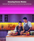 Leeleberd RGB LED strip lights, 100 ft total (2 rolls), color-changing with remote and app, installed under kitchen cabinets
