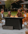 43 Inch Outdoor Gas Fire Pit Table With 50000 BTU Propane Heat Includes Lid And Lava Rock Rectangular Steel Patio Heater