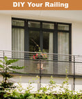 Stainless Steel Cable Wire Rope Kit 50ft Long 1/64 Inch Dia 7x7 Core With 20 Loop Sleeves used on balcony railing.