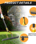 19-Tine Thatch Rake With Adjustable Head Angle And 55 Inch Steel Handle For Lawn Care, Heavy Duty Dethatcher Tool