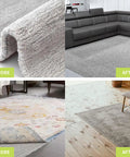 Before and after using 12 Pack Non Slip Rug Pad Grippers Washable And Reusable For Rugs, prevents curling, keeps rugs flat.