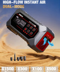 Digital display of a tire inflator part of A7 Jump Starter With Air Compressor And All In One Power Pack For Cars And SUVs 6000A Peak 160 PSI.