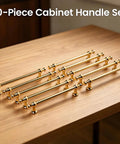 Champagne Gold Cabinet Pulls Set, 10 Pack 5 Inch Center Hole (128mm) displayed on wooden surface