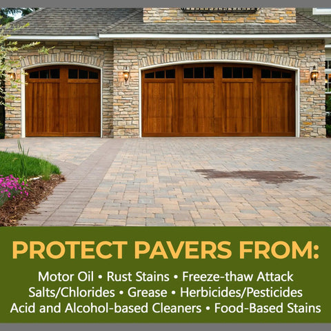 Top Notch Wetlook Paver Sealer and Joint Sand Stabilizer for Brick Patios and Concrete Walkways and Natural Stone on paver driveway.