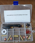 Pro Grade TIG Welding Torch Kit With Quartz Nozzle And Clear Glass Cups, Short Wedge Collet, 21-Piece Set in case
