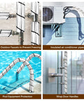 Four images showing Six Pack Pipe Insulation Foam Tubes With Spiral Aluminum Foil Wrap Waterproof Outdoor Pipe Covers In Use