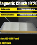 10 X 20 Inch Permanent Magnetic Chuck For Surface Grinder And Grinding Machine, High Precision Workholding With Rock Solid Suction 100 To 120 N Per Cm2 And Uniform Magnetic Distribution, Built To Last, shown on black background