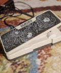 Dual Expression Pedal With Two Independent Outputs And Polarity Switches Passive Expression Pedal on patterned carpet.