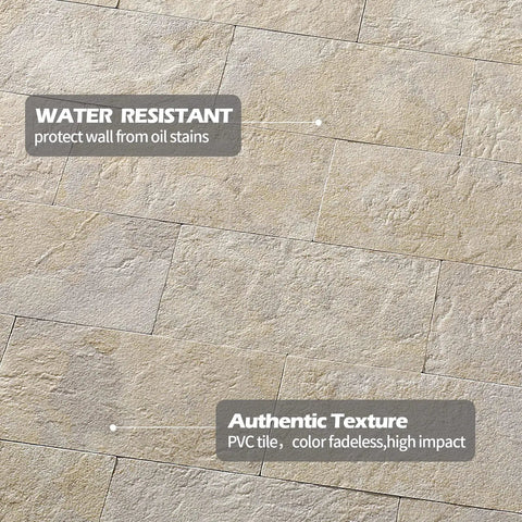 Close-up of Peel And Stick Backsplash Tile 12x12 PVC Subway Wall Tiles Marble Beige 5 Sheets for kitchen and bathroom