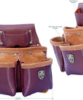 Built Tough Full Grain Leather Pro Grade Framer Tool Rig With Multi Pockets, Hammer Holder, 2 Pouches And Belt, front view
