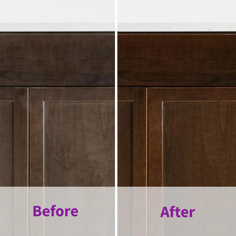 Before and after using Cabinet And Furniture Cleaner That Wipes Away Dirt Grime And Grease Buildup Cleans And Shines With A Streak Free Finish No Fuss No Mess For Indoor Cabinets And Furniture On Hardwood Laminates And Finished Wood PH Balanced 24 Ounce.