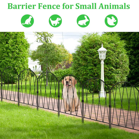 24 Pack Dope Decorative Garden Fence Barrier For Dogs And Rabbits, No Dig Arched Metal Border, rustproof black wire edging