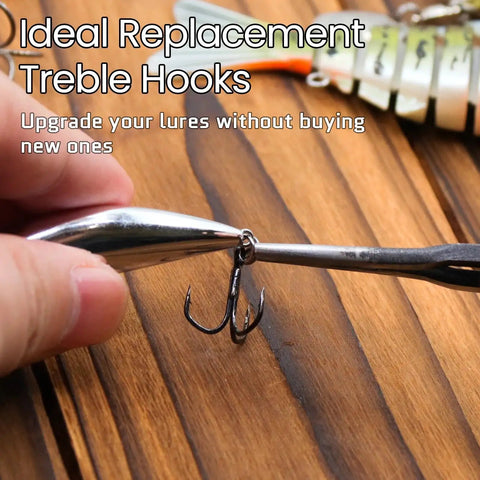 Replacing lure with 25 Piece Treble Hooks Set High Carbon Steel Ultra Sharp For Saltwater And Freshwater Fishing Lures Replacement Pro Grade Bass Trout Angling Hooks With Three Curved Points For Higher Hook Up Rates