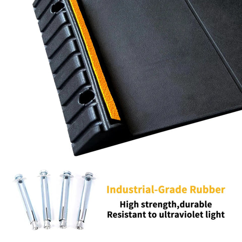 Heavy Duty Rubber Parking Stop for Garage Floors 2 Pack Vehicle Wheel Stop With Reflective Yellow Targets UV And Weather Resistant.